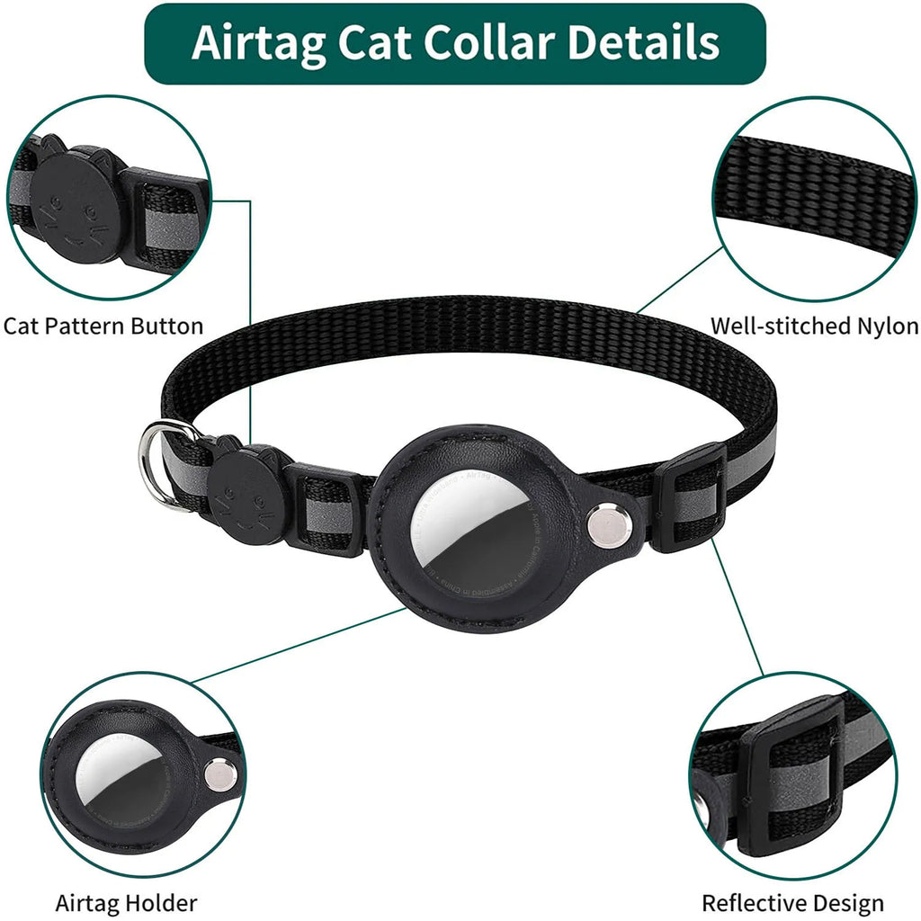 MEHCERH™ Reflective AirTag Cat Collar – Adjustable, Waterproof & Safe Breakaway Design